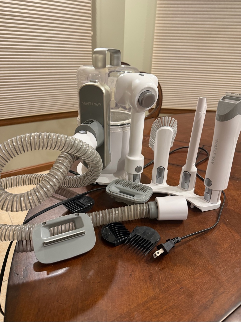 SimpleWay Handheld Garment Steamer + Attachments in White and Gray